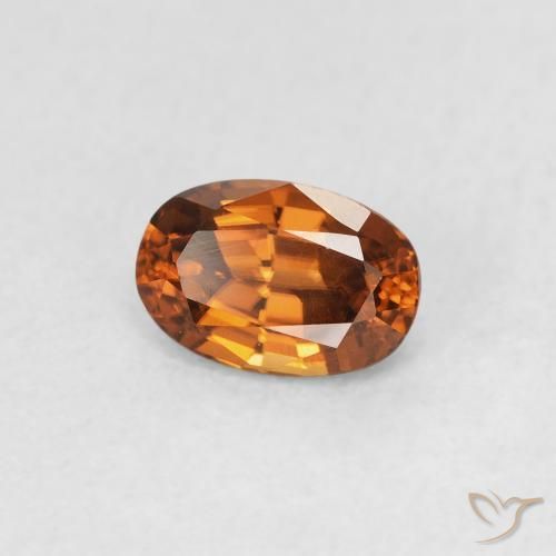 Circón Medium Dark-Orange natural de 0.82 ct, Ovalada, VVS