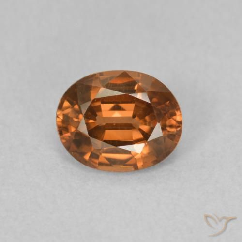 0.87ct Natural Medium Dark-Orange Circón, Ovalada, VVS-VS