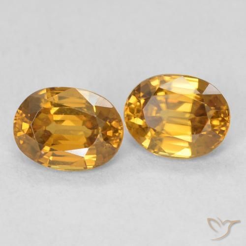 Gemas de Circón Dorado-naranja medio natural de 1.16 ct, Ovalada, VVS-VS