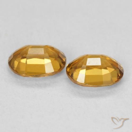Gemas de Circón Dorado-naranja medio natural de 1.16 ct, Ovalada, VVS-VS