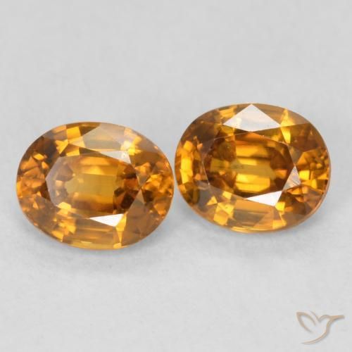 Gemas de Circón Marrón naranja natural de 1.22 ct, Ovalada, VVS-VS