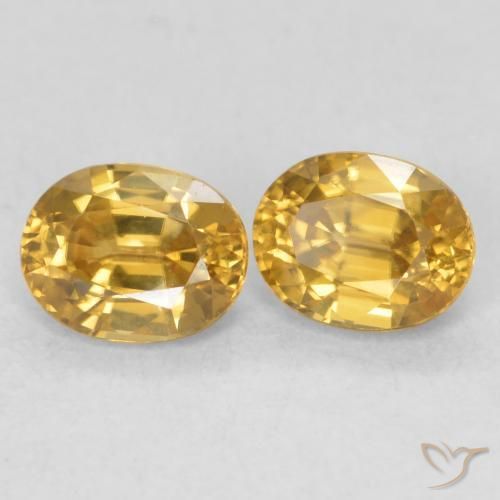 Gemas de Circón Dorado intenso natural de 1.31 ct, Ovalada, VVS-VS