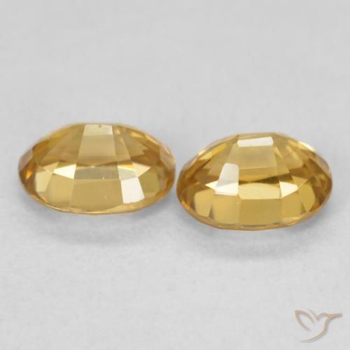 Gemas de Circón Dorado intenso natural de 1.31 ct, Ovalada, VVS-VS