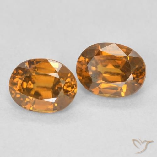 Gemas de Circón Naranja oscuro natural de 1.17 ct, Ovalada, VVS-VS