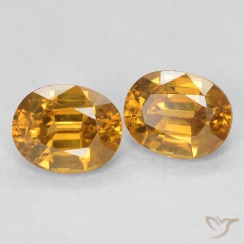 Gemas de Circón Naranja oscuro natural de 1.25 ct, Ovalada, VVS-VS