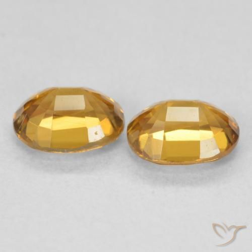 Gemas de Circón Naranja oscuro natural de 1.25 ct, Ovalada, VVS-VS