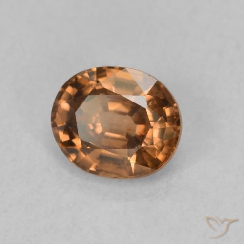Circón Naranja oscuro natural de 1.02 ct, Ovalada, VVS-VS