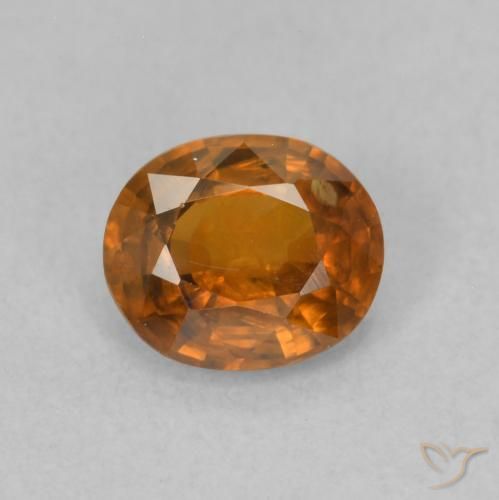 0.96ct Natural Naranja oscuro Circón, Ovalada, VS