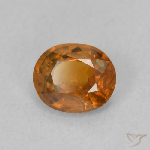 Circón Naranja oscuro natural de 0.96 ct, Ovalada, VS