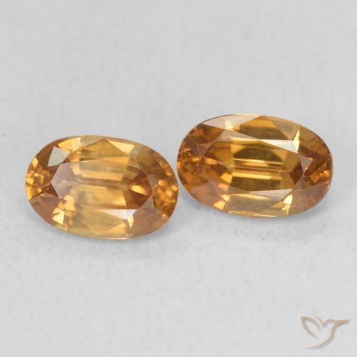 Gemas de Circón Naranja oscuro natural de 1.53 ct, Ovalada, VVS-VS