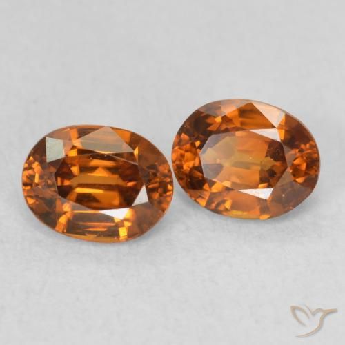 Gemas de Circón Naranja oscuro natural de 1.21 ct, Ovalada, VS