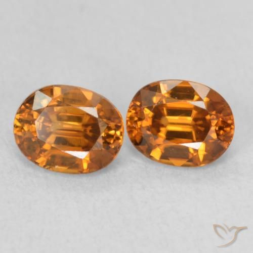 Gemas de Circón Naranja terroso natural de 1.32 ct, Ovalada, VS