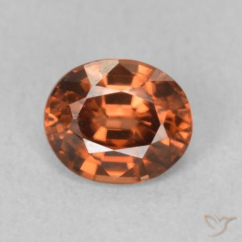 0.92ct Natural Medium Dark-Orange Circón, Ovalada, VVS-VS