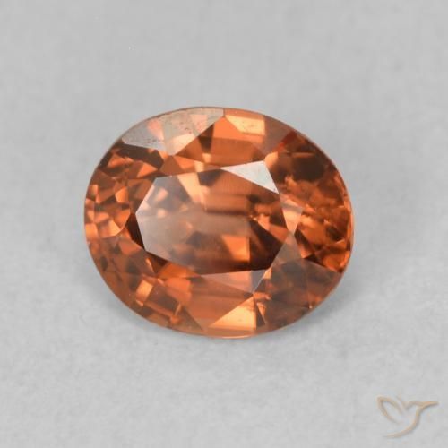 Circón Medium Dark-Orange natural de 0.92 ct, Ovalada, VVS-VS