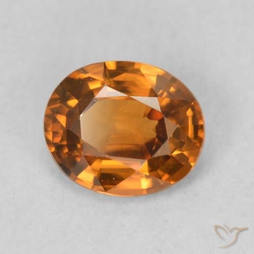 Circón Medium Dark-Orange natural de 0.84 ct, Ovalada, VVS-VS