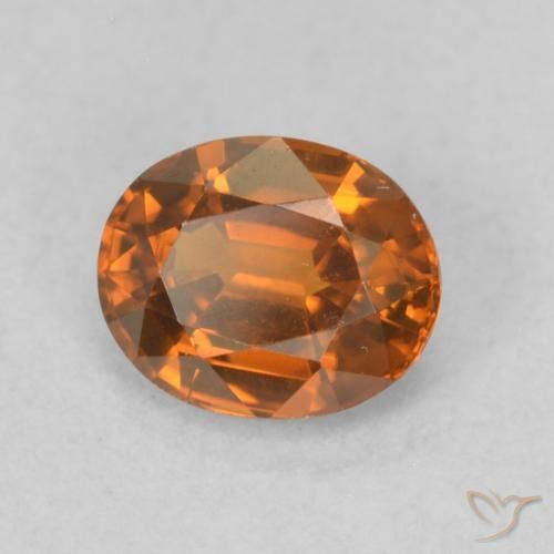 Circón Medium Dark-Orange natural de 0.93 ct, Ovalada, VVS-VS