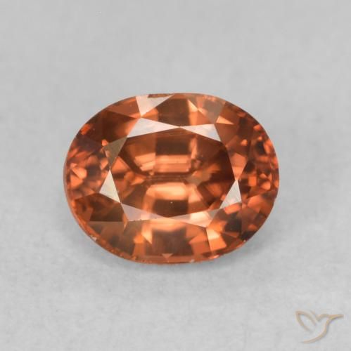 0.94ct Natural Naranja oscuro Circón, Ovalada, VVS-VS
