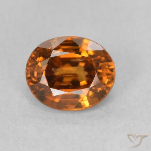 1.19ct Natural Medium Dark-Orange Circón, Ovalada, VS