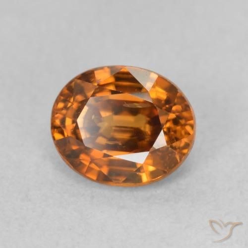 Circón Medium Dark-Orange natural de 1.19 ct, Ovalada, VS