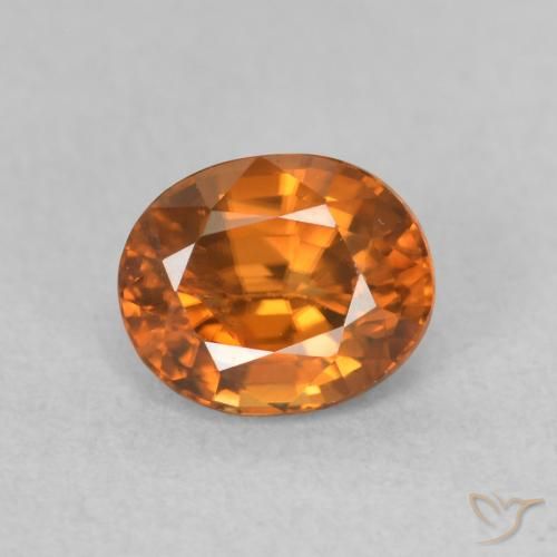 1.04ct Natural Naranja oscuro Circón, Ovalada, VS