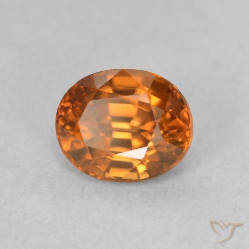Circón Naranja oscuro natural de 1.04 ct, Ovalada, VS