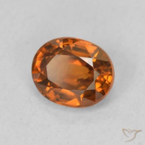 Circón Naranja oscuro natural de 1.03 ct, Ovalada, VVS-VS