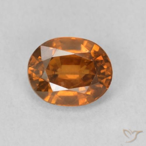 1.00ct Natural Medium Dark-Orange Circón, Ovalada, VS