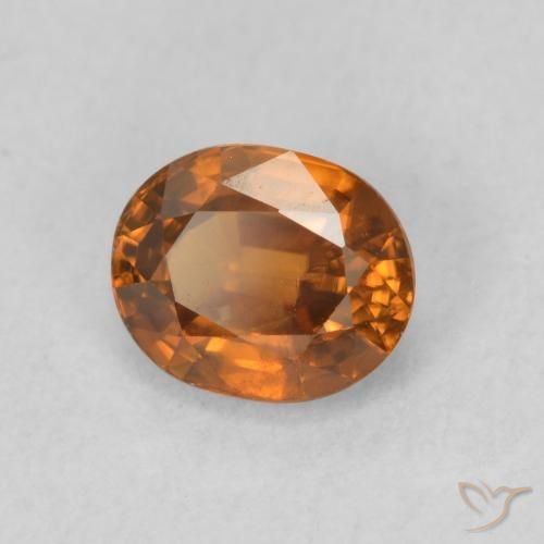 Circón Medium Dark-Orange natural de 1.00 ct, Ovalada, VS