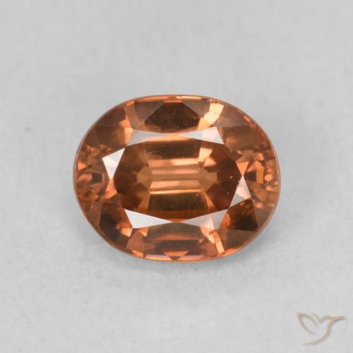 1.06ct Natural Naranja oscuro Circón, Ovalada, VS
