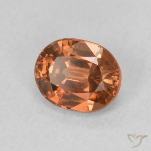 Circón Naranja oscuro natural de 1.06 ct, Ovalada, VS