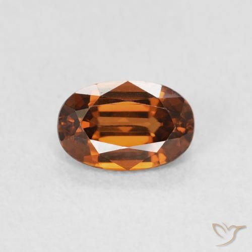 0.82ct Natural Medium Dark-Orange Circón, Ovalada, VVS