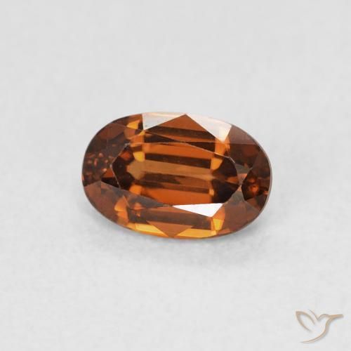 Circón Medium Dark-Orange natural de 0.82 ct, Ovalada, VVS