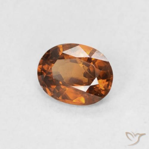 Circón Medium Dark-Orange natural de 0.51 ct, Ovalada, VVS-VS