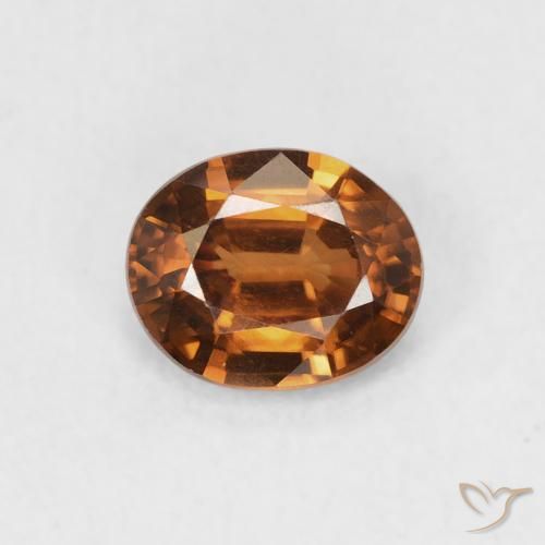 0.90ct Natural Naranja terroso Circón, Ovalada, VVS-VS