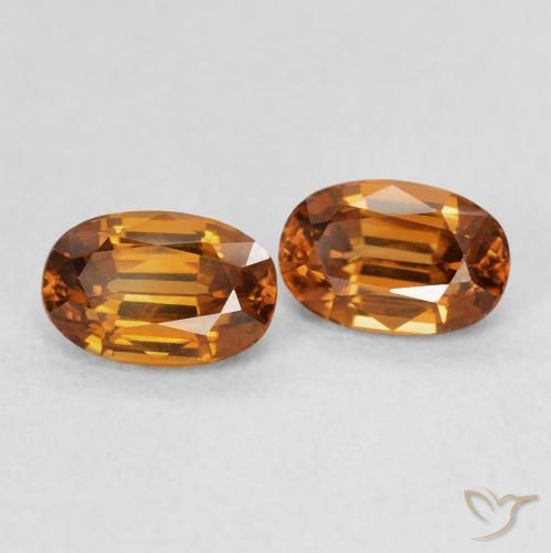 Gemas de Circón Naranja oscuro natural de 1.67 ct, Ovalada, VVS