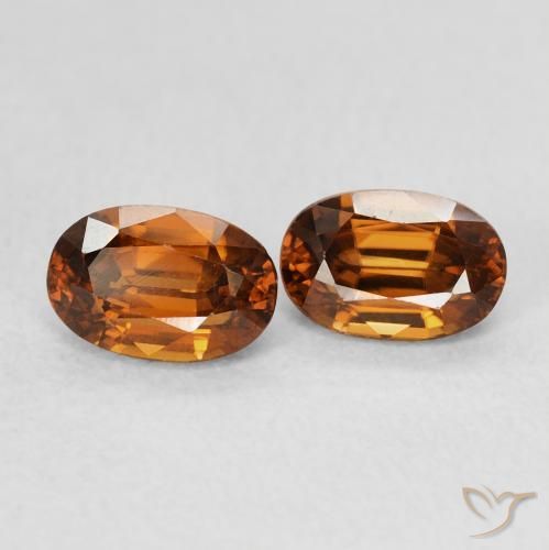 Gemas de Circón Naranja oscuro natural de 1.65 ct, Ovalada, VVS