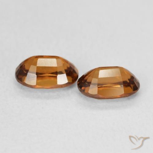 Gemas de Circón Naranja oscuro natural de 1.65 ct, Ovalada, VVS
