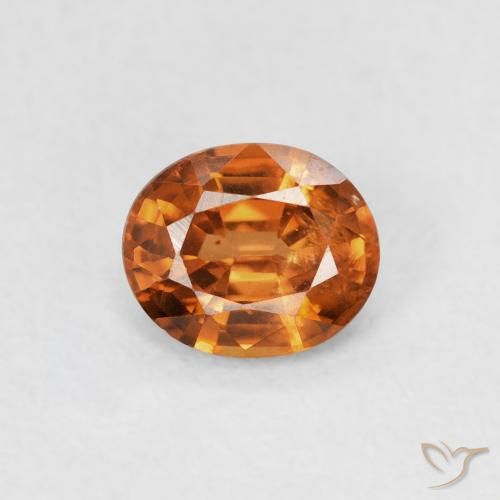0.91ct Natural Naranja oscuro Circón, Ovalada, VS