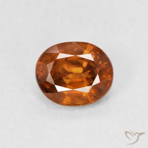 1.00ct Natural Medium Dark-Orange Circón, Ovalada, VS