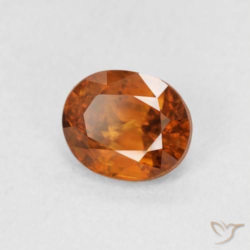 Circón Medium Dark-Orange natural de 1.00 ct, Ovalada, VS