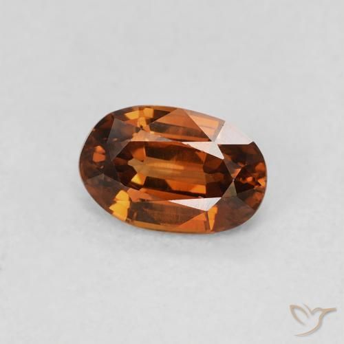 Circón Ámbar naranja natural de 0.78 ct, Ovalada, VS