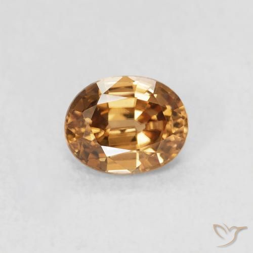 Circón Marrón-oro natural de 0.62 ct, Ovalada, VVS-VS