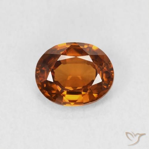 0.83ct Natural Naranja oscuro Circón, Ovalada, VVS