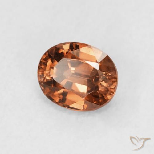 Circón Medium Dark-Orange natural de 1.05 ct, Ovalada, VVS