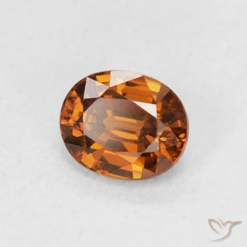 Circón Naranja oscuro natural de 1.03 ct, Ovalada, VVS