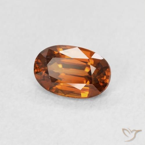 Circón Ámbar naranja natural de 0.78 ct, Ovalada, VVS