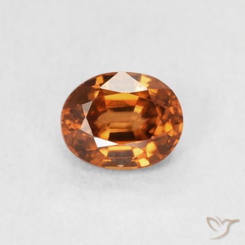 0.67ct Natural Medium Dark-Orange Circón, Ovalada, VVS