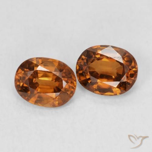 Gemas de Circón Medium Dark-Orange natural de 1.18 ct, Ovalada, VVS