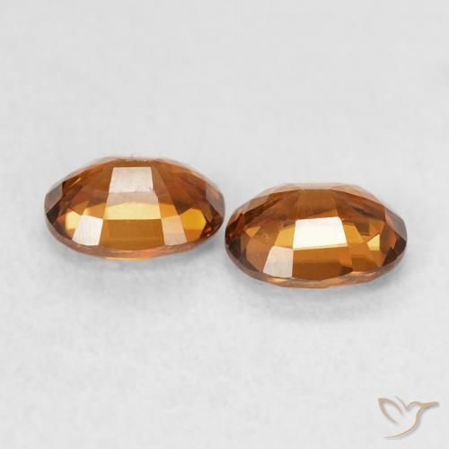 Gemas de Circón Medium Dark-Orange natural de 1.18 ct, Ovalada, VVS