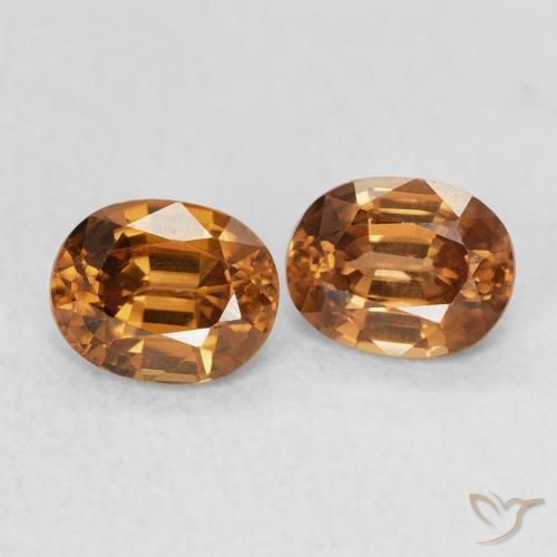 Gemas de Circón Naranja medio natural de 1.27 ct, Ovalada, VVS